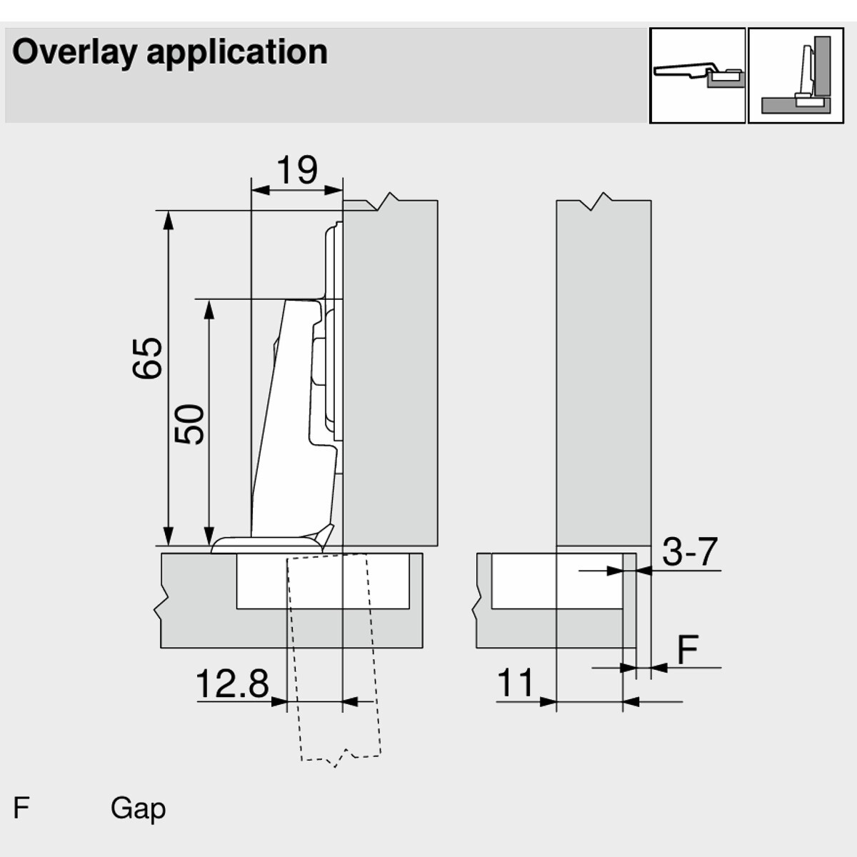Blum Clip Top Full Overlay 95 Degree Sprung Refrigerator Door Hinge 