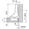 9897-010-Blum Clip Top Inset 95 Degree Blumotion Cabinet Hinge 71B9750 With Mounting Plate