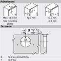 9897-010-Blum Clip Top Inset 95 Degree Blumotion Cabinet Hinge 71B9750 With Mounting Plate