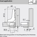 9897-010-Blum Clip Top Inset 95 Degree Blumotion Cabinet Hinge 71B9750 With Mounting Plate