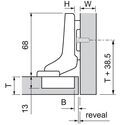 0638-010-Blum Clip Top Standard Inset 110 Degree Cabinet Hinge 71T3750 With Mounting Plate