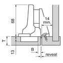 0638-010-Blum Clip Top Standard Inset 110 Degree Cabinet Hinge 71T3750 With Mounting Plate