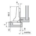 0640-010-Blum Clip Top Half Overlay 110 Degree Cabinet Hinge 71T3650 With Mounting Plate