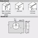 0640-010-Blum Clip Top Half Overlay 110 Degree Cabinet Hinge 71T3650 With Mounting Plate