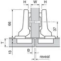 8374-010-Blum Clip Top Half Overlay 95 Degree Blumotion Cabinet Hinge 71B9650 With Mounting Plate