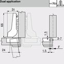 8374-010-Blum Clip Top Half Overlay 95 Degree Blumotion Cabinet Hinge 71B9650 With Mounting Plate