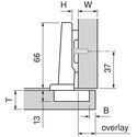 9780-012-Blum Clip Top Full Overlay 95 degree Unsprung Hinge For Tip-On 70T9550.TL With Mounting Plate Onyx