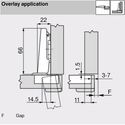 9780-012-Blum Clip Top Full Overlay 95 degree Unsprung Hinge For Tip-On 70T9550.TL With Mounting Plate Onyx