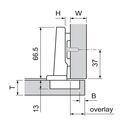 9883-010-Blum Clip Top Full Overlay 110 degree Unsprung Hinge For Tip-On 70T3550.TL With Mounting Plate