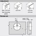 9883-010-Blum Clip Top Full Overlay 110 degree Unsprung Hinge For Tip-On 70T3550.TL With Mounting Plate
