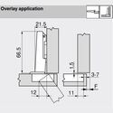 9883-010-Blum Clip Top Full Overlay 110 degree Unsprung Hinge For Tip-On 70T3550.TL With Mounting Plate
