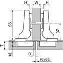 9889-010-Blum Clip Top Half Overlay 95 Degree Cabinet Hinge 70T9650.TL With Mounting Plate