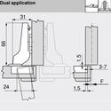 9889-010-Blum Clip Top Half Overlay 95 Degree Cabinet Hinge 70T9650.TL With Mounting Plate