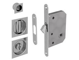 1578-004-Sliding Door Bathroom Lock Set - Square, Satin Nickel (35-44mm)