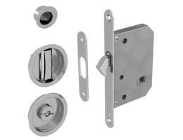 1579-004-Sliding Door Bathroom Lock Set - Round, Satin Nickel (35-44mm)