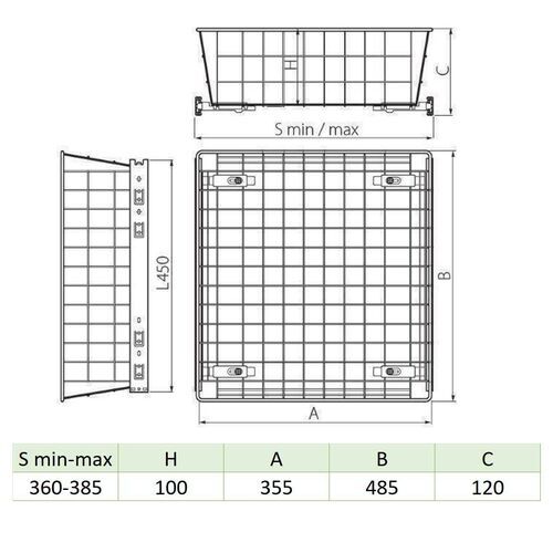 2331-001-Wardrobe MD Pull Out Wire Basket In White