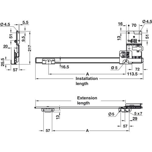 5670-001-Accuride 1321 Sliding Pivot Cabinet Runners For Concealed Doors