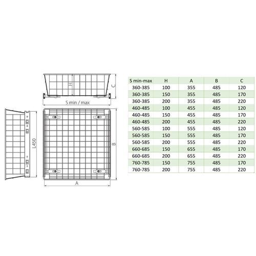 5294-001-Wardrobe MD Pull Out Wire Basket In Anthracite Grey