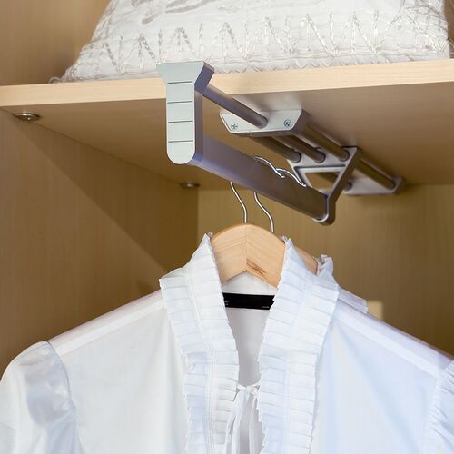 Pull Out Clothes Hanger Silver -Pull Out Clothes Rails
