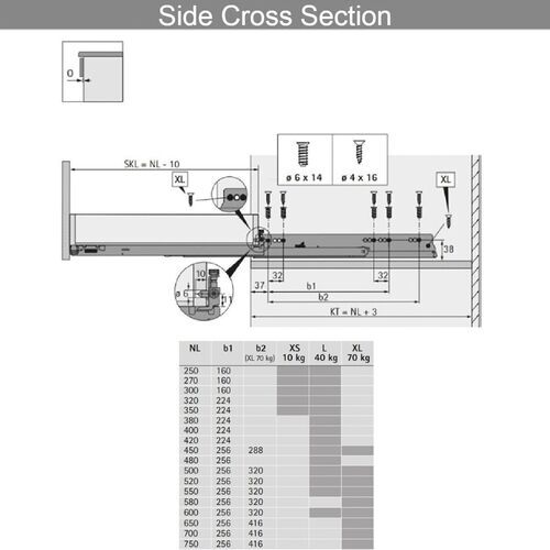 8258-106-Hettich Actro 5D Full Extension Soft Close Runners 70kg