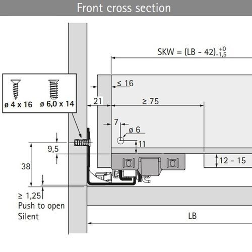 8258-106-Hettich Actro 5D Full Extension Soft Close Runners 70kg