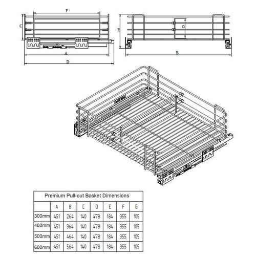 8538-004-Premium Wardrobe And Kitchen Pull Out Wire Basket In White