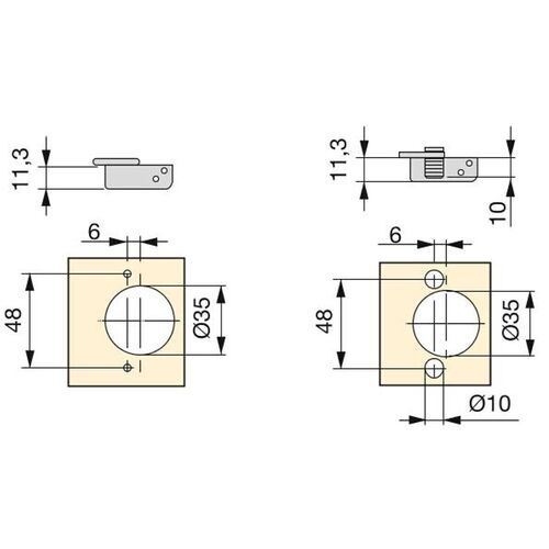 9033-004-X91 Soft Close Inset Hinge 105° With Mounting plate