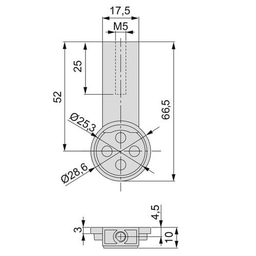 1498-002-round-rail-supports-black-pair-top-mounted