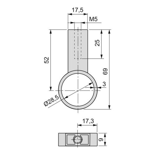 1720-003-round-rail-centre-support-black