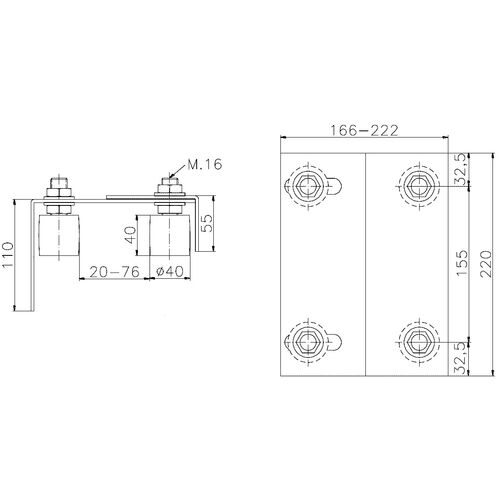 5563-001-wall-mounted-adjustable-guide-plate-with-nylon-rollers