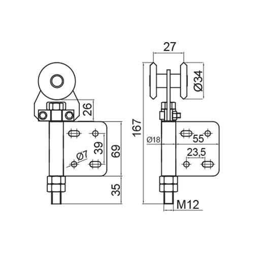 8651-001-u-40-steel-nylon-end-hinge-trolley-for-curved-folding-systems-50-75-150kg