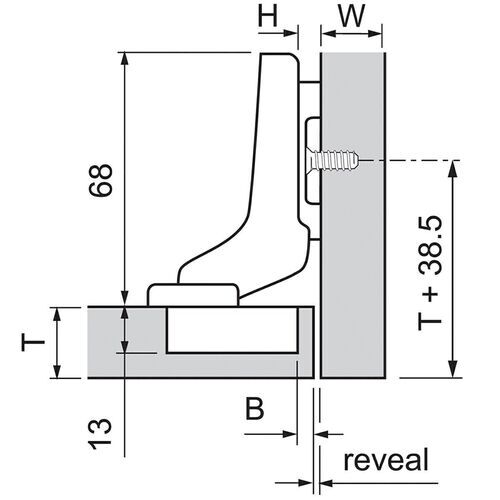 0638-010-Blum Clip Top Standard Inset 110 Degree Cabinet Hinge 71T3750 With Mounting Plate