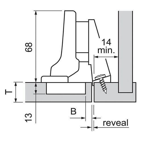 0638-010-Blum Clip Top Standard Inset 110 Degree Cabinet Hinge 71T3750 With Mounting Plate
