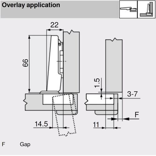 9780-012-Blum Clip Top Full Overlay 95 degree Unsprung Hinge For Tip-On 70T9550.TL With Mounting Plate Onyx