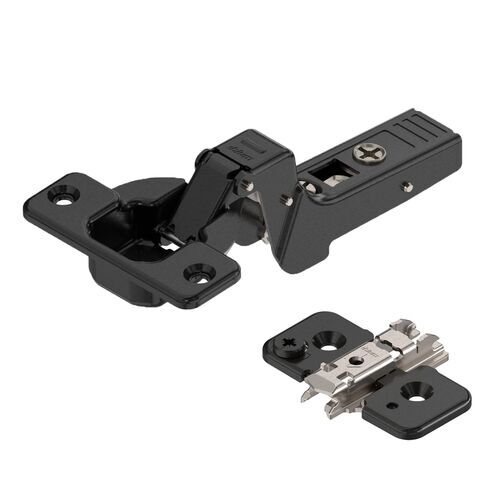 9781-001-Blum Clip Top Inset 95 degree Unsprung Profile Hinge 70T9750.TL With Mounting Plate Onyx
