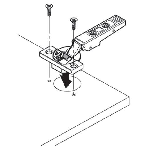 9883-010-Blum Clip Top Full Overlay 110 degree Unsprung Hinge For Tip-On 70T3550.TL With Mounting Plate
