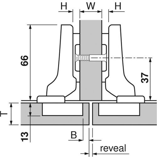9889-010-Blum Clip Top Half Overlay 95 Degree Cabinet Hinge 70T9650.TL With Mounting Plate