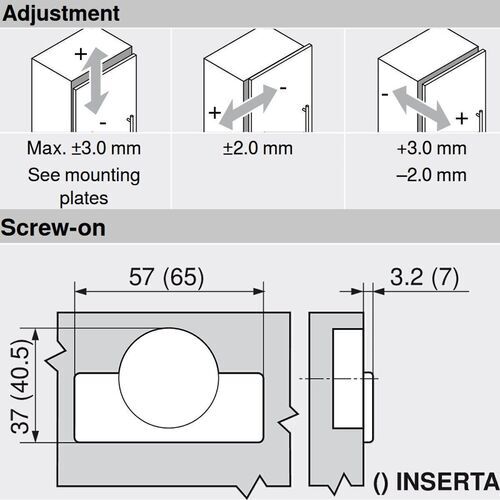 9889-010-Blum Clip Top Half Overlay 95 Degree Cabinet Hinge 70T9650.TL With Mounting Plate