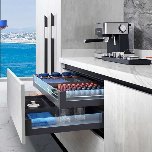 11085-003-Puro Pro HQ Pre-Assembled Soft-Close 168mm Inner Drawer System With Glass Sides