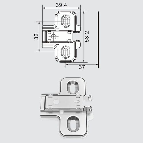 11142-001-DTC C82 Soft Close 110° Half Overlay Hinge And Plate