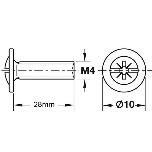 11233-002-connecting-screw-with-combi-slot-for-pz2-m4-thread-28mm-pack-of-100