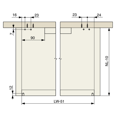 11461-008-Concealed Drawer Runner Push to Open Full Extension 35kg (Maximum 19mm Drawer Sides)