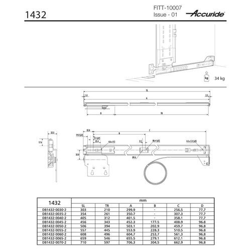 11464-054-Accuride 1432 Pivot Sliding Door Gear Complete Kit