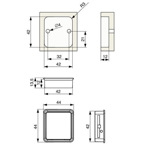 11476-002-Flow Square Recessed Pull Handle
