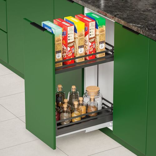11507-001-Cargo Mini Two-Tier Soft Close Pull-Out Basket - Graphite