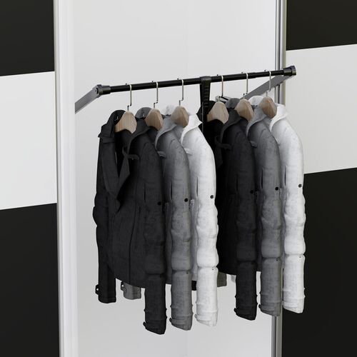 11535-001-Pull Down Wardrobe Rail Lift with Soft Close - Black