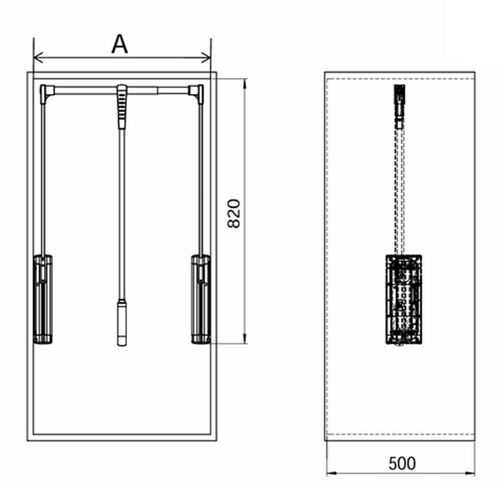 11566-001-Pull Down Wardrobe Rail Lift with Soft Close - White