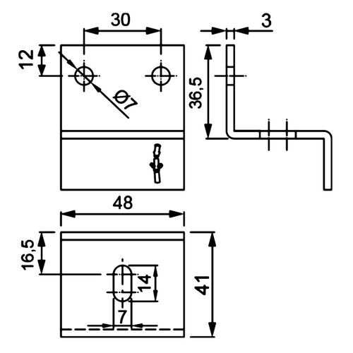 11550-001-S-30 Stainless Steel Track Wall Mounting Bracket (INOX)