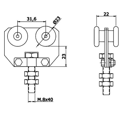 11556-002-S-30 Sliding Door 3000mm Track Set For Maximum 75kg Doors
