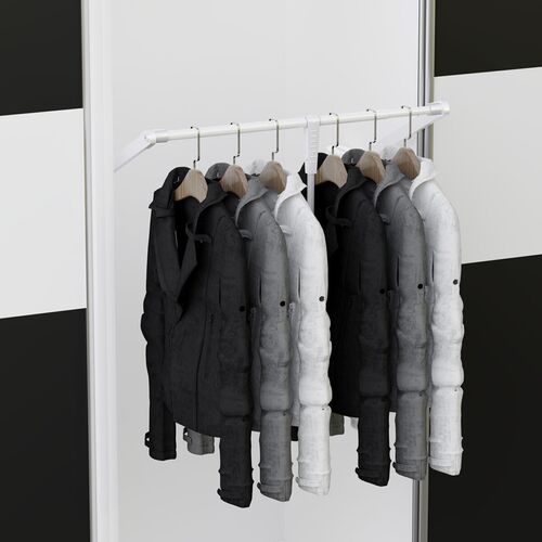 11566-001-Pull Down Wardrobe Rail Lift with Soft Close - White